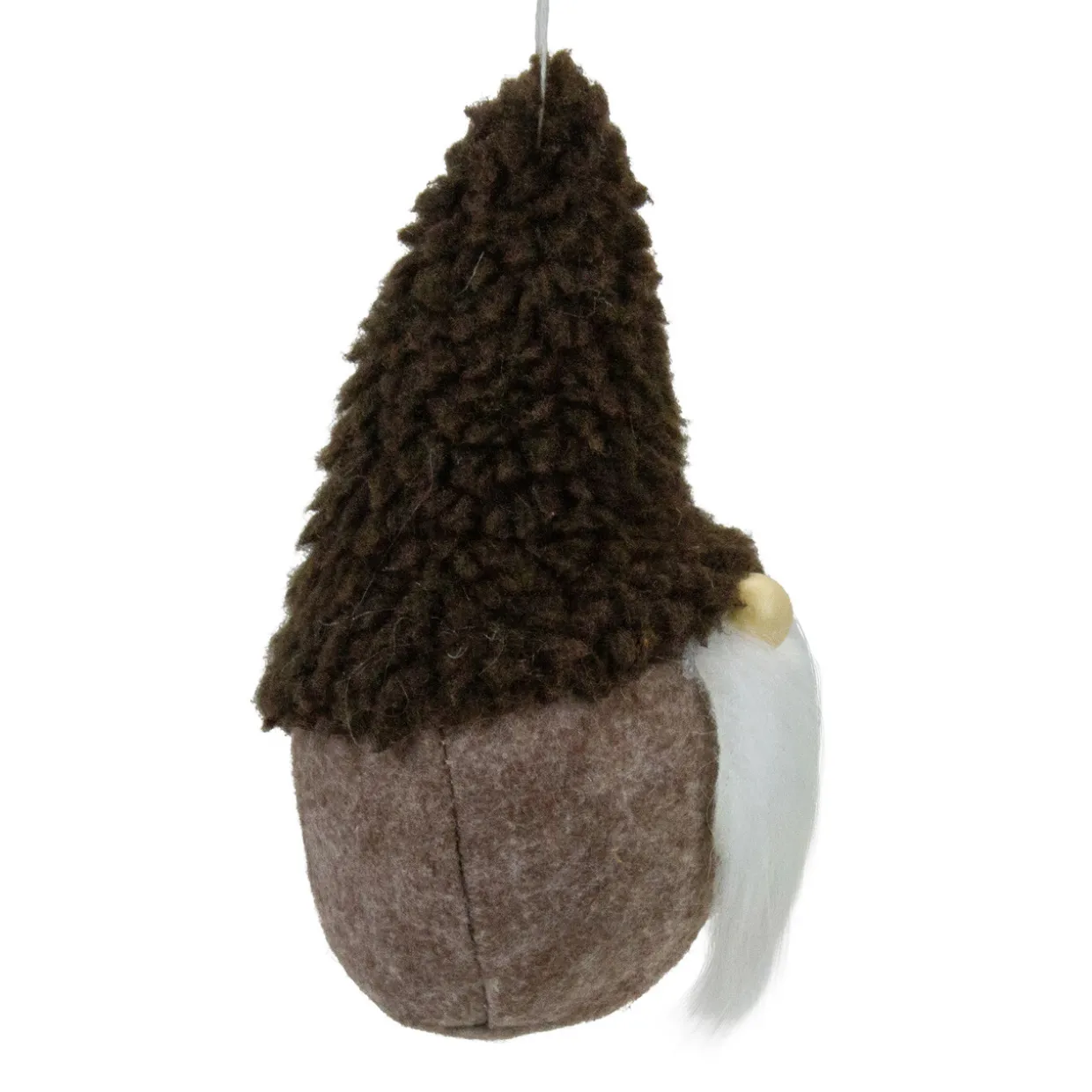 Plush Fleece Gnome Head Hanging Christmas Ornament - 7" - Brown