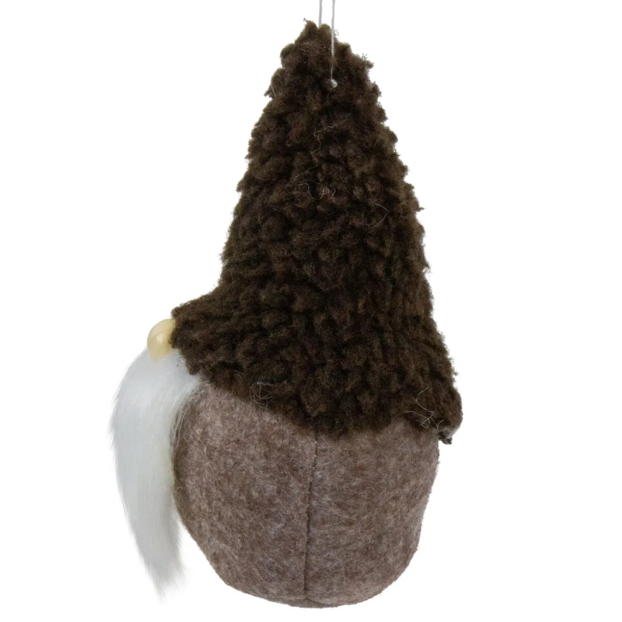 Plush Fleece Gnome Head Hanging Christmas Ornament - 7" - Brown