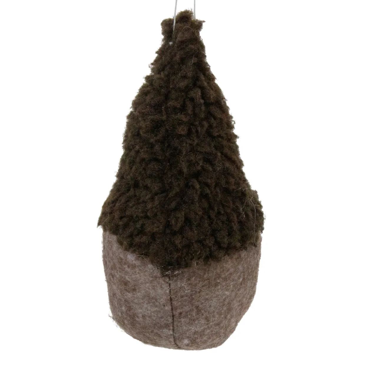 Plush Fleece Gnome Head Hanging Christmas Ornament - 7" - Brown