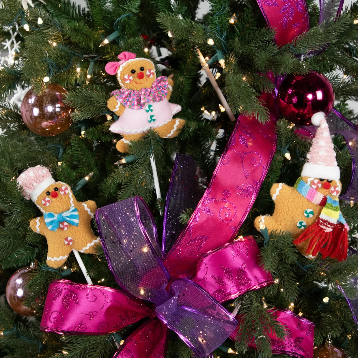 Plush Gingerbread Christmas Picks - 10" - Set of 3
