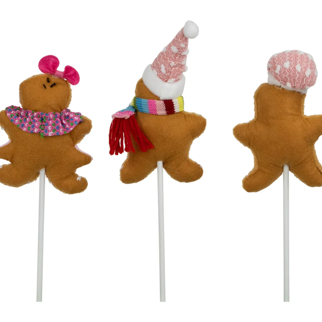 Plush Gingerbread Christmas Picks - 10" - Set of 3