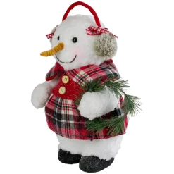 Plush Girl Snowman with Ear Muffs and Wreath Christmas Figure - 12