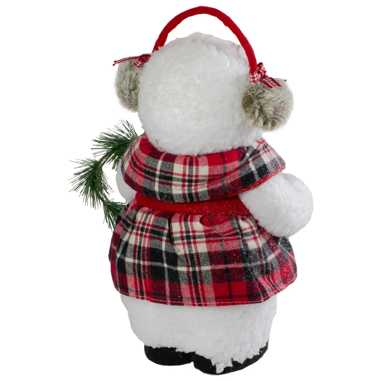 Plush Girl Snowman with Ear Muffs and Wreath Christmas Figure - 12"