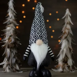 Plush Knit Gnome Christmas Figure - 17" - Black and White