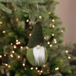 Plush Mini Gnome Christmas Ornament - 7" - Green
