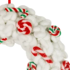 Plush Peppermint and Candy Canes Christmas Wreath Decoration - 13