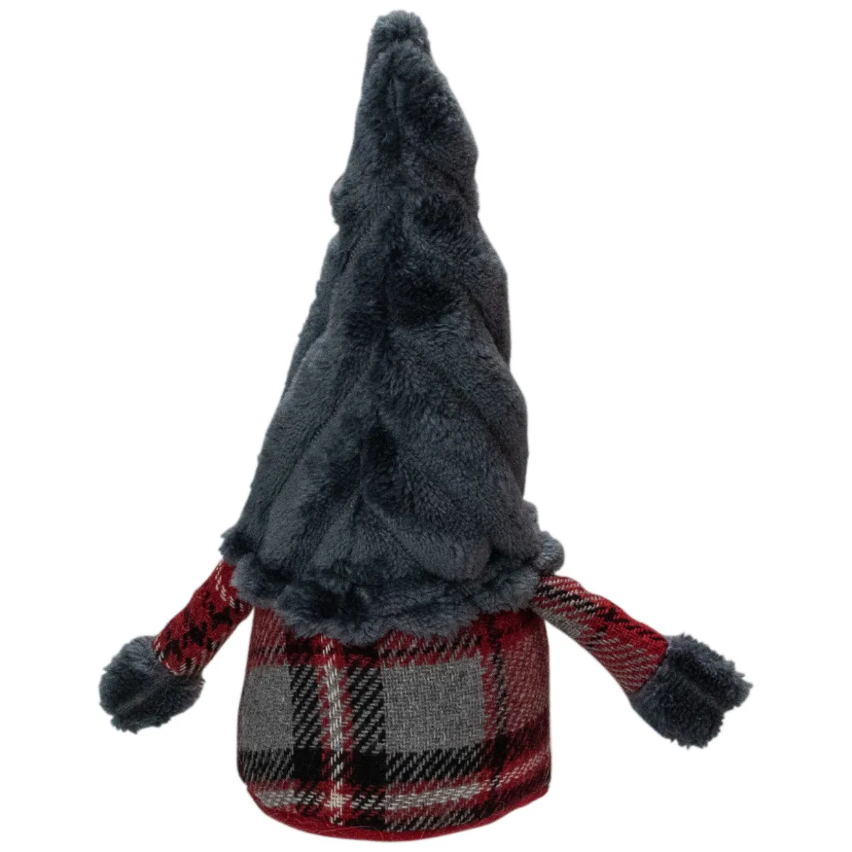 Plush Plaid Standing Christmas Gnome - 9" - Red and Gray