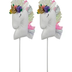 Plush Rainbow Unicorn Christmas Picks - 24" - Set of 2