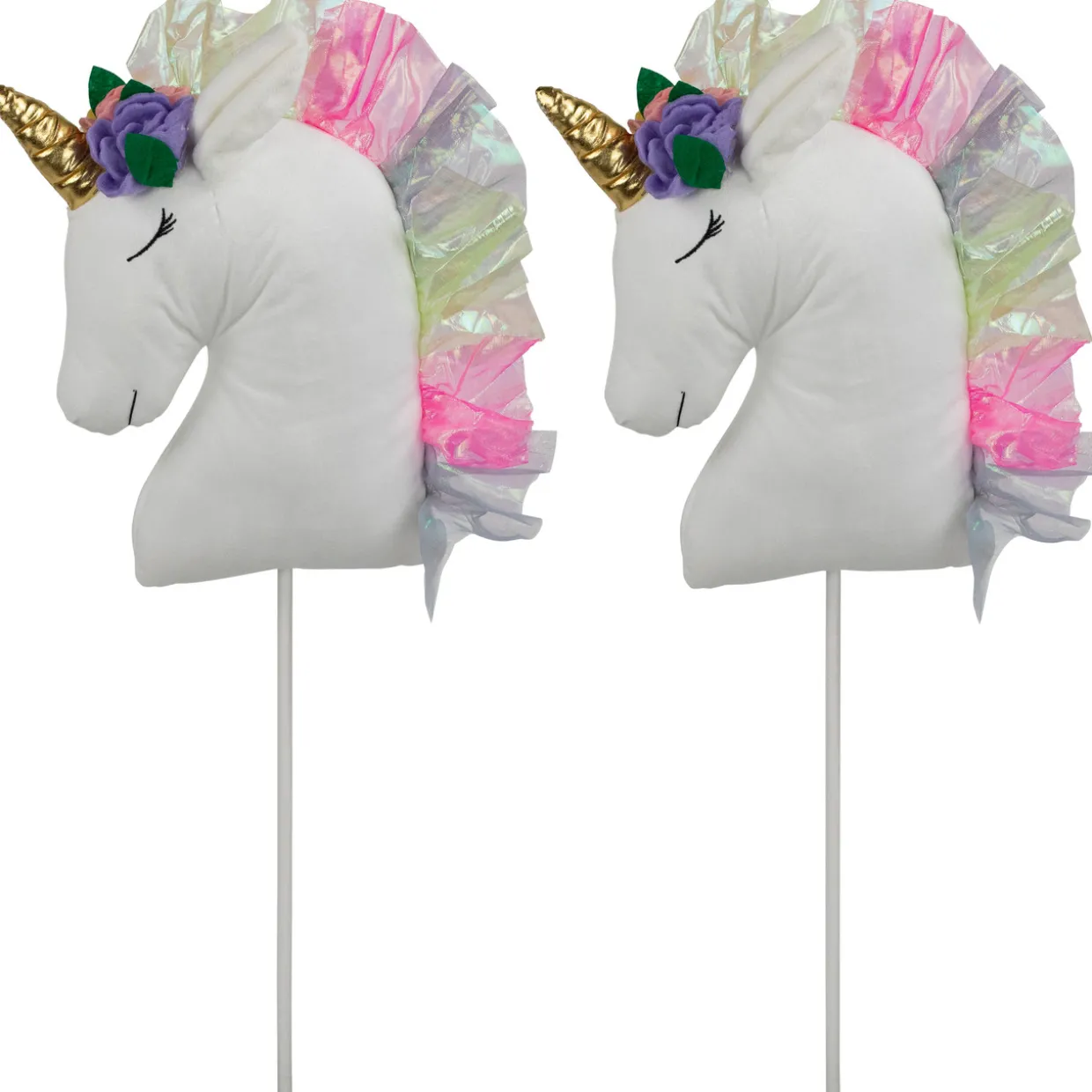 Plush Rainbow Unicorn Christmas Picks - 24" - Set of 2