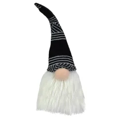 Plush Sitting Christmas Gnome with Long Beard Decoration - 12" - Black and White
