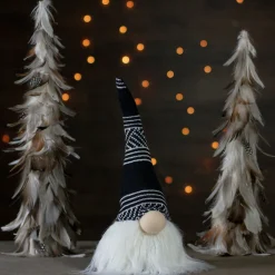 Plush Sitting Christmas Gnome with Long Beard Decoration - 12" - Black and White