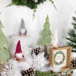 Plush Sledding Gnomes Christmas Figurine Ornaments - 5.25