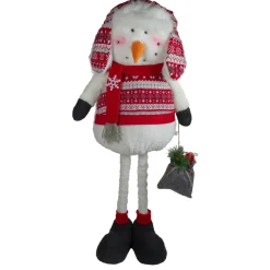 Plush Snowman with a Bag of Present and Telescopic Legs Christmas Figure - 33"