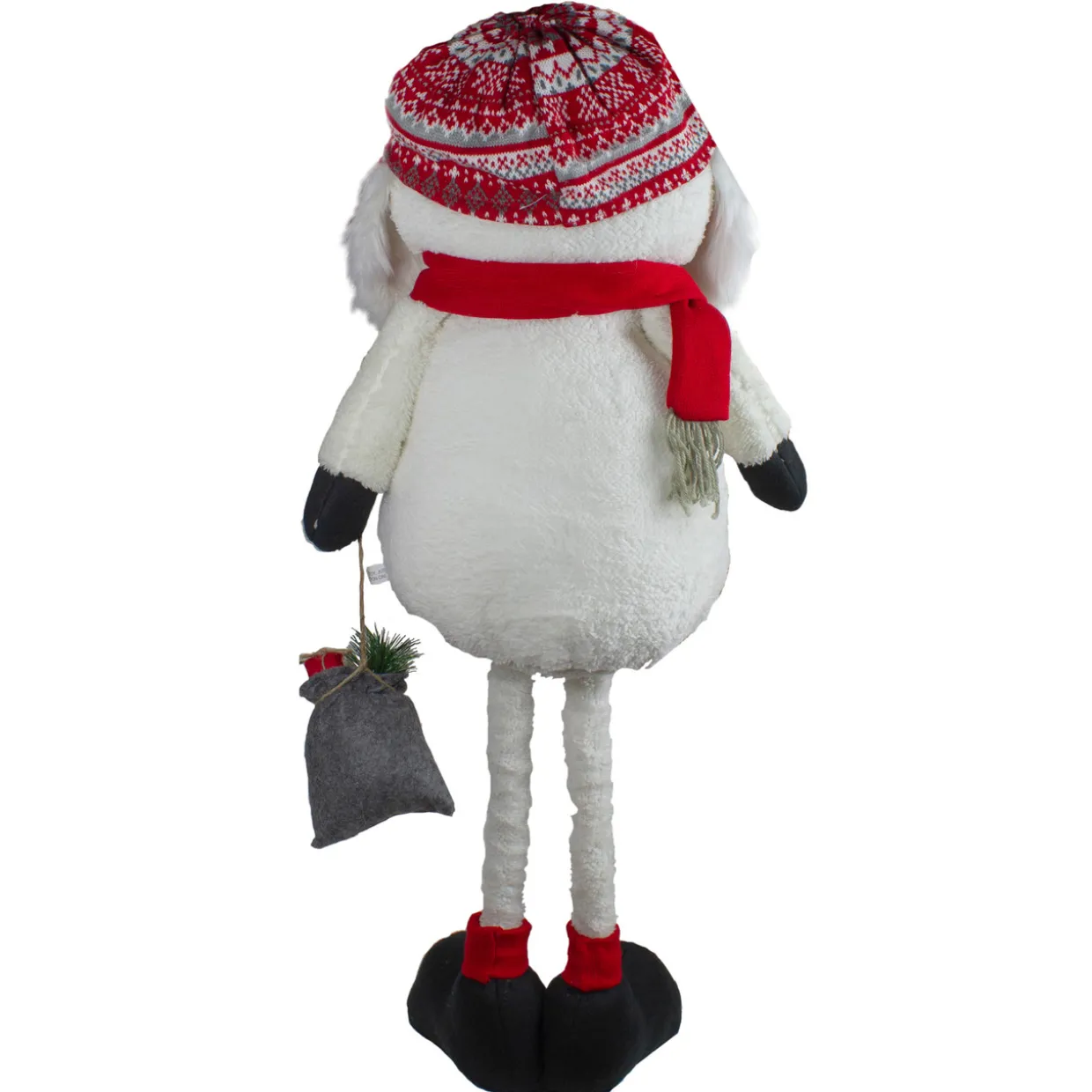Plush Snowman with a Bag of Present and Telescopic Legs Christmas Figure - 33"