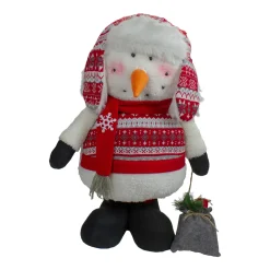 Plush Snowman with a Bag of Present and Telescopic Legs Christmas Figure - 33