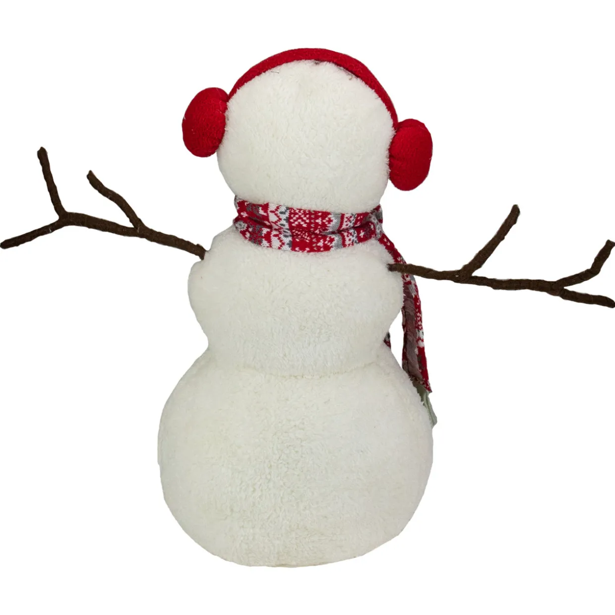 Plush Snowman with Button Snowflakes and Earmuffs Christmas Decoration - 21.5" -