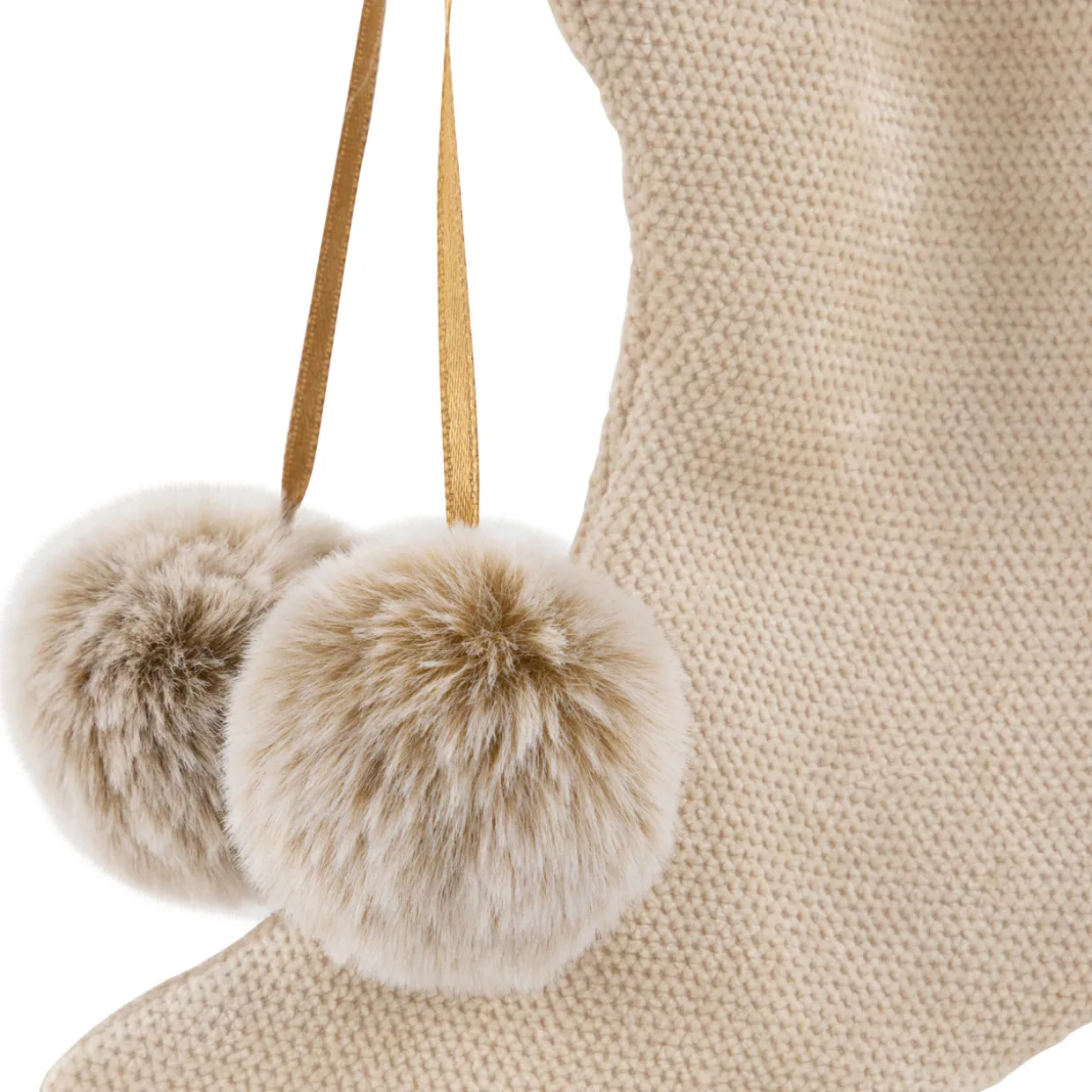 Plush Stockings Christmas Ornaments - 7.5" - Beige and Brown - Set of 2