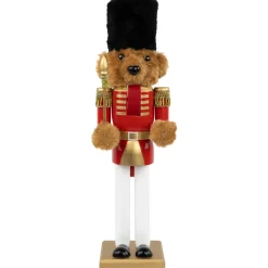 Plush Teddy Bear Soldier Christmas Nutcracker - 14" - Red and Gold