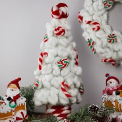 Plush Tree with Peppermint and Candy Canes Christmas Decoration - 16.5"