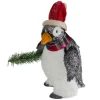 Plush Winter Penguin with Pine Branch Christmas Figure - 13"
