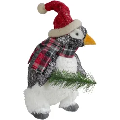 Plush Winter Penguin with Pine Branch Christmas Figure - 13
