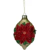 Poinsettia Finial Christmas Ornament - 6.5" - Red and Gold
