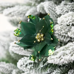 Poinsettia with Feather Petals Artificial Christmas Pick - 13.75" - Green