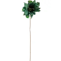 Poinsettia with Feather Petals Artificial Christmas Pick - 13.75