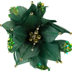 Poinsettia with Feather Petals Artificial Christmas Pick - 13.75