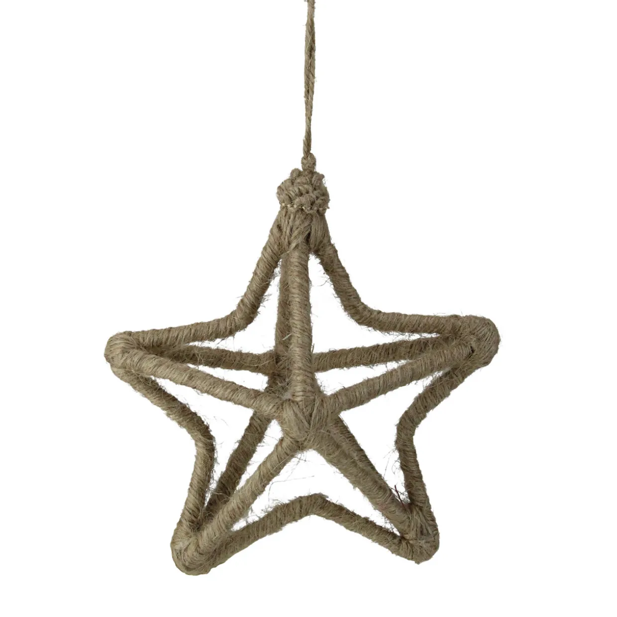 5-Point Jute Star Christmas Ornament - 12" - Beige