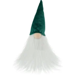 Pointy Hat Gnome Christmas Decoration - 8" - Dark Green and White