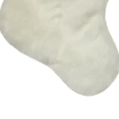 Polar Bear Faux Fur Christmas Stocking with Pom Poms - 20.5