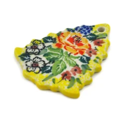 Polmedia Polish Pottery Christmas Tree Pendant 3" Copper Rose Meadow