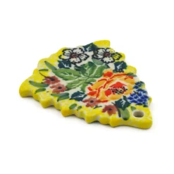 Polmedia Polish Pottery Christmas Tree Pendant 3" Copper Rose Meadow