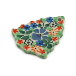 Polmedia Polish Pottery Christmas Tree Pendant 3" Spring Garden