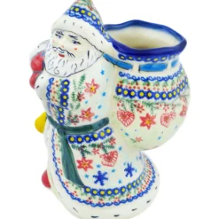 Polmedia Polish Pottery Santa Shaped Jar 9" Holiday Cheer