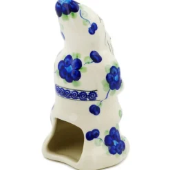 Polmedia Polish Pottery Santa Clause Figurine 7" Blue Poppies
