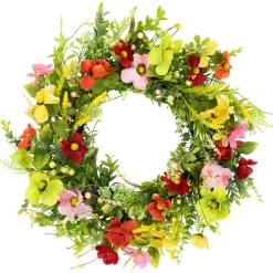 Poppy and Eucalyptus Spring Wreath - 26" - Red and Yellow