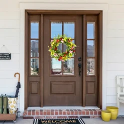 Poppy and Eucalyptus Spring Wreath - 26" - Red and Yellow