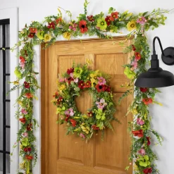 Poppy and Eucalyptus Spring Wreath - 26