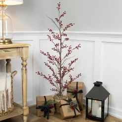 Potted Berry Artificial Christmas Twig Tree - Unlit - 4'