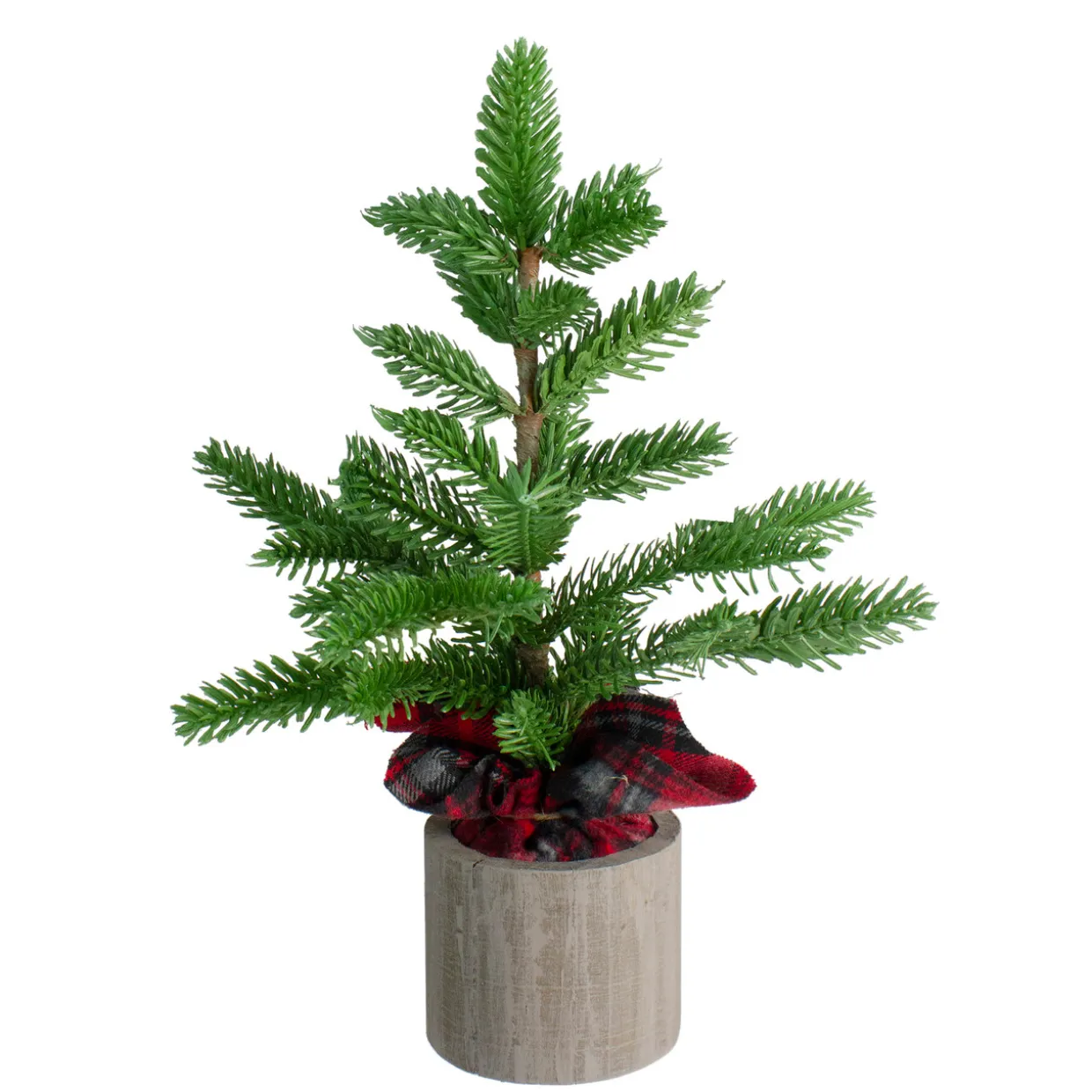 Potted Pine Medium Artificial Christmas Tree with Plaid Skirt - 1.3' - Unlit