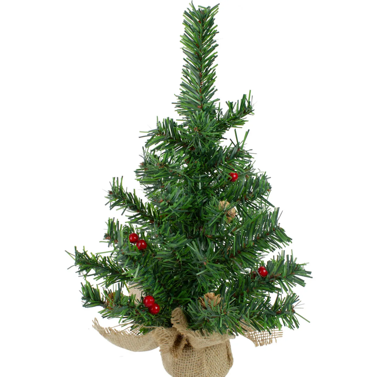 Potted Red Berries and Pine Cones Medium Artificial Christmas Tree – 16" - Unlit