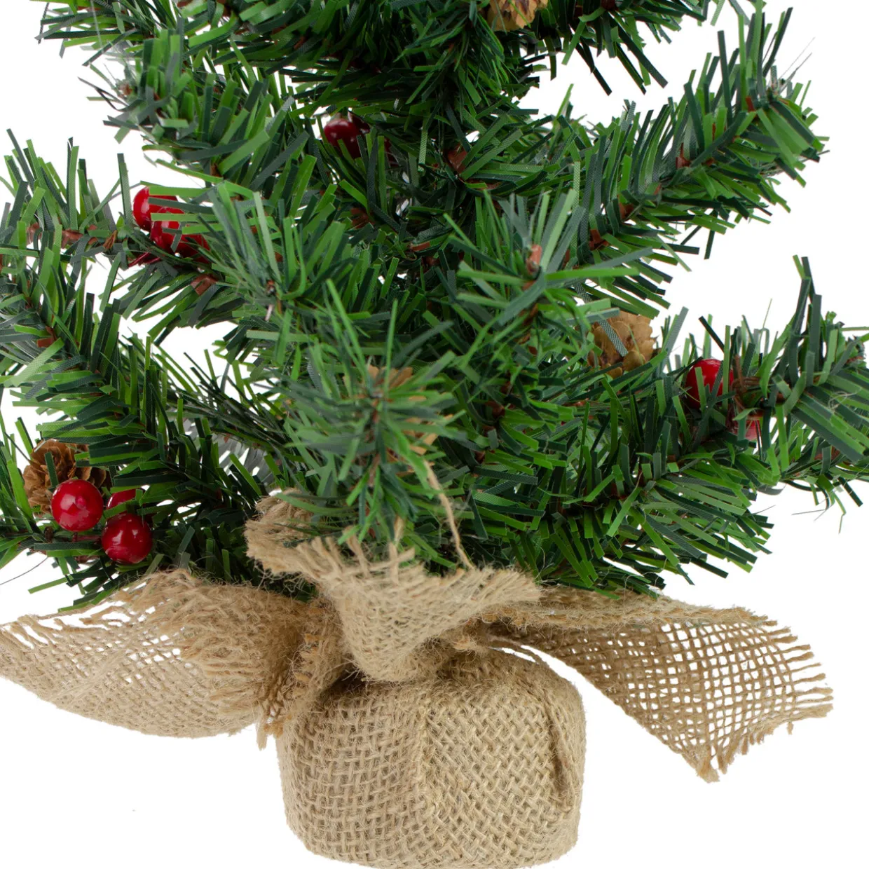 Potted Red Berries and Pine Cones Medium Artificial Christmas Tree – 16" - Unlit