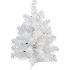 Pre-Lit Artificial Christmas Tree - 18" - White - Multicolor Lights