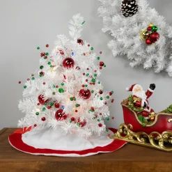 Pre-Lit Artificial Christmas Tree - 18" - White - Multicolor Lights