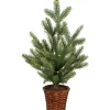 Pre-Lit Artificial Pine Christmas Tree with Basket Base - 20" - Warm White LED Lights