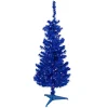 Pre-Lit Artificial Tinsel Christmas Tree - Blue - 4' - Clear Lights