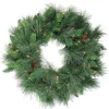 Pre-Lit Artificial White Valley Pine Christmas Wreath - 24" - Clear Lights