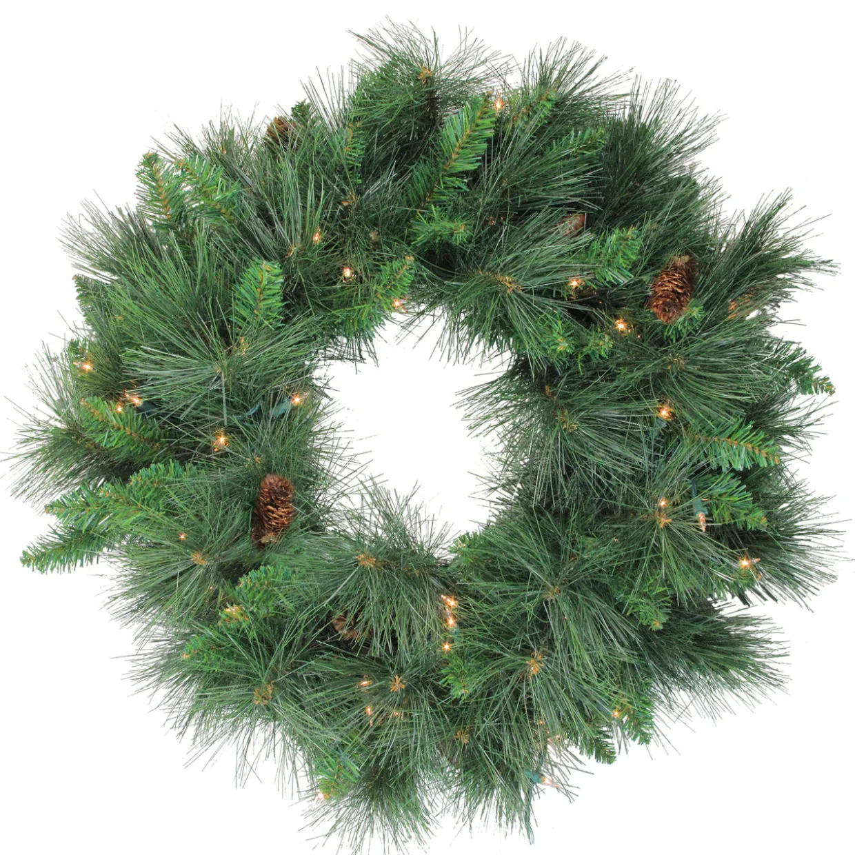 Pre-Lit Artificial White Valley Pine Christmas Wreath - 24" - Clear Lights